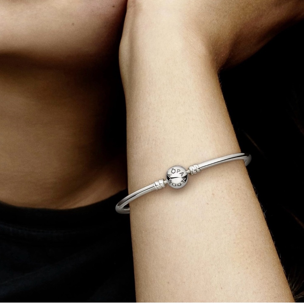 NIB Pandora Sterling Silver Bangle w/Pandora charm - Picture 7 of 7